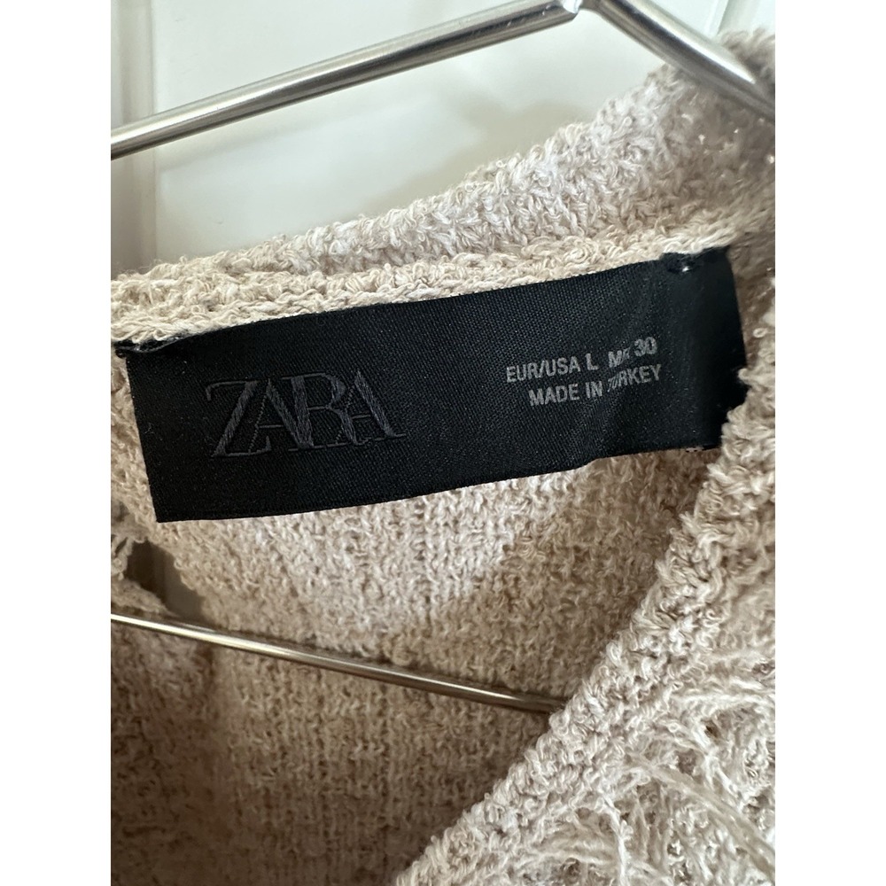 Zara Boho-Chic Textured Knit Vest with Fringes Size L - Picture 3 of 6